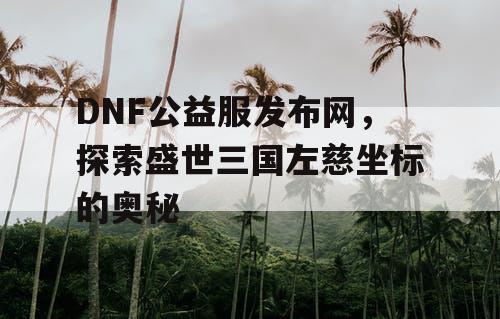 DNF公益服发布网，探索盛世三国左慈坐标的奥秘