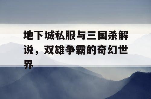 地下城私服与三国杀解说，双雄争霸的奇幻世界