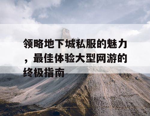 领略地下城私服的魅力，最佳体验大型网游的终极指南