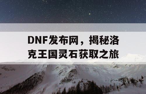 DNF发布网，揭秘洛克王国灵石获取之旅