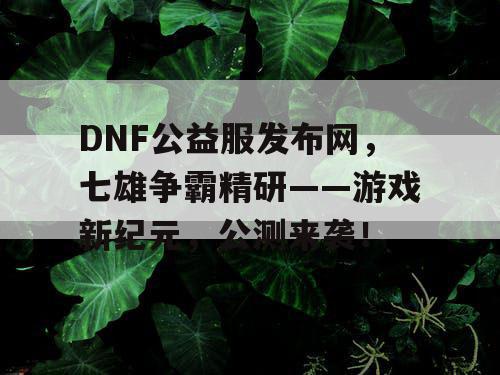 DNF公益服发布网，七雄争霸精研——游戏新纪元，公测来袭！