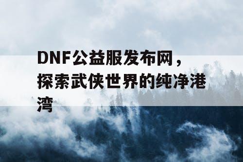 DNF公益服发布网，探索武侠世界的纯净港湾