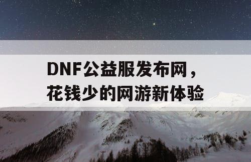 DNF公益服发布网，花钱少的网游新体验