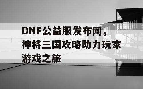 DNF公益服发布网，神将三国攻略助力玩家游戏之旅